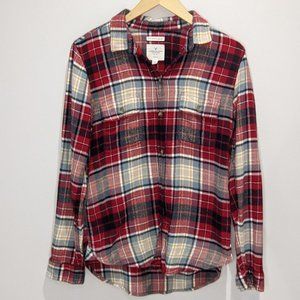 American Eagle Women's Button Plaid Down Shirt
